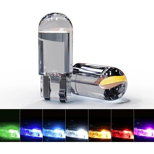 2 Pcs White T10 Led Canbus W5W Car Interior Light 12V 194 Dome Clearance Bulb COB Glass Shell Signal Lamp Led Light For Car