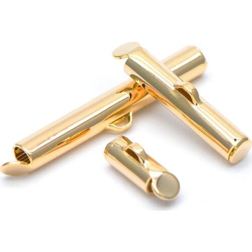 20pcs Slide On Tube Clasp, 18K Gold plated Brass, Multi Strands Clasp End for Beads/ Chains, Multi Size (GB-638)
