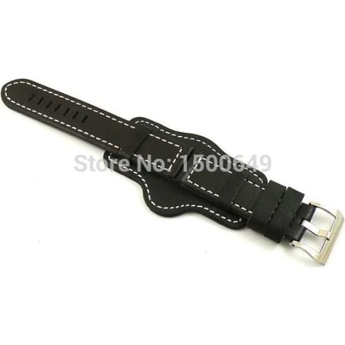 24mm leather Strap stainless steel buckle buckle fit Parnis watch P121