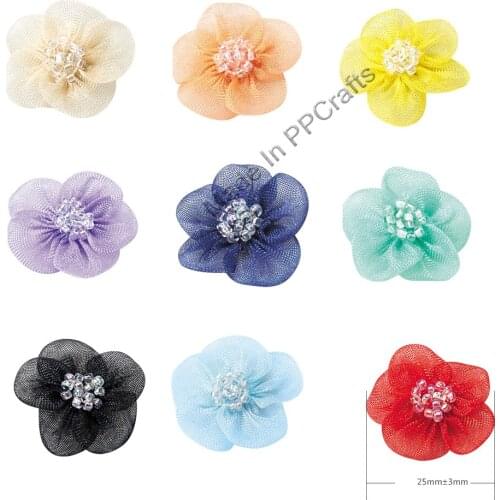 25MM Organza Ribbon Petaled Bow With Core For Packing Cloth Hairbow DIY Crafts 200pcs Free Shipping
