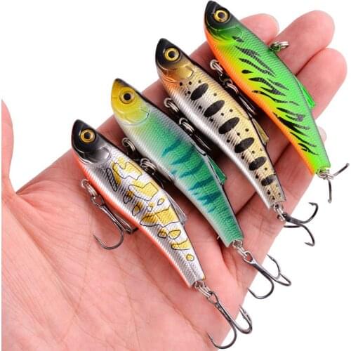 4Pcs VIB Fishing Lure 18g 7cm 6# Hook Sinking Quickly VIB Bait Saltwater Jig ABS Artificial Bait 3D Eyes Lifelike Fish Tackle