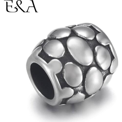4pcs Stainless Steel Barrel Bead Charms 6mm Large Hole for Jewelry Bracelet Making Accessories aMetal Beads DIY Supplies Parts