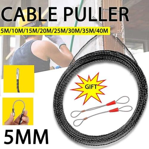 5/10/15/20/25m/30m/35m/40m 5mm Cable Puller Electrical Wire Fish Tape Cable Fiberglass Fish Tape Reel Puller Wall Wire Conduit