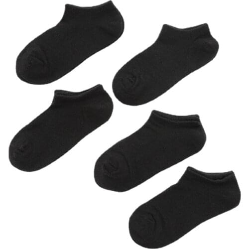 5 Pairs Children Ankle Socks Boys Girls Black White Gray Socks Cotton Soft Baby Loose Comfortable Sock Kids School Sport Clothes
