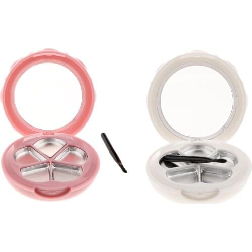 5 Slots Empty Eyeshadow Palette, Make Up Container Pallet with Aluminum Pans for Powder Container & Brush Set