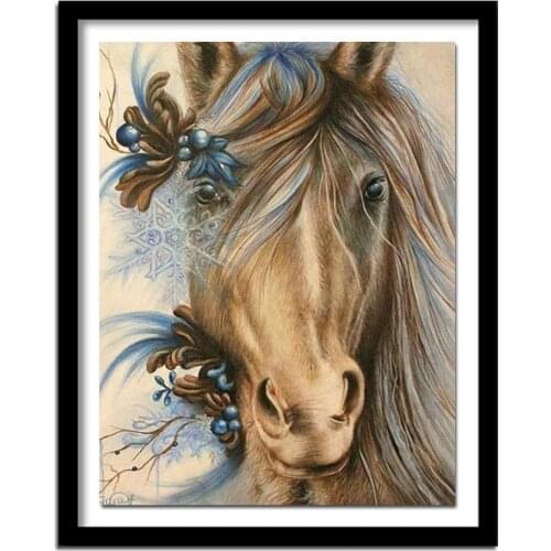 5D DIY Full Square drill Diamond Painting Cross Stitch Brown horse Diamond Rhinestone Embroidery home decor