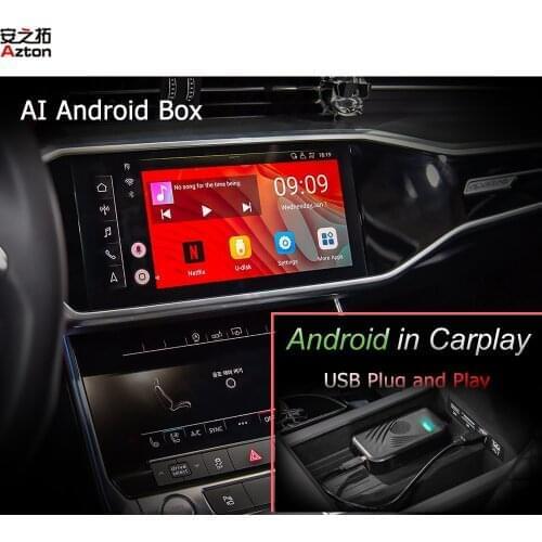 AZTON AI Android Box For AUDI Original CarPlay System A8 A7 A6 A6 A4 A3 Q2 Q5 Q7 CarPlay Upgrade USB AI Box
