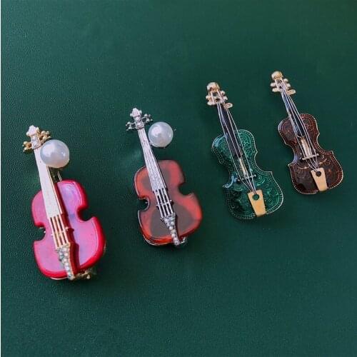 Morkopela High Quality Cute Violin Enamel Pin for Women, Violin Shape Enamel Instrument Brooch Pin Corsage Suit Lapel Decoration