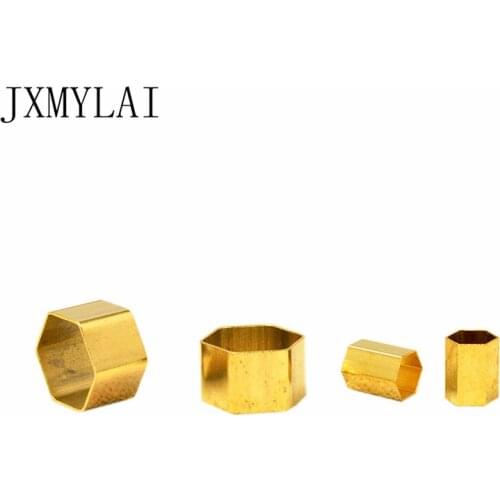 100pcs Metal Copper Hexagon Tube Beads DIY 6mm 10mm 12mm Raw Brass Tube Accessories For Jewelry Making