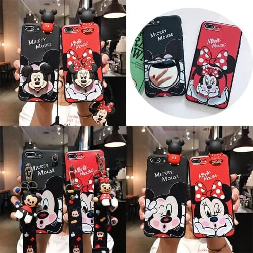Disney Mickey Minnie Phone Cases for IPhone 6 7 8 Plus X XS Max XR 11 12 Pro Max TPU Phone Back Mirror Cover Cute Cartoon Shell