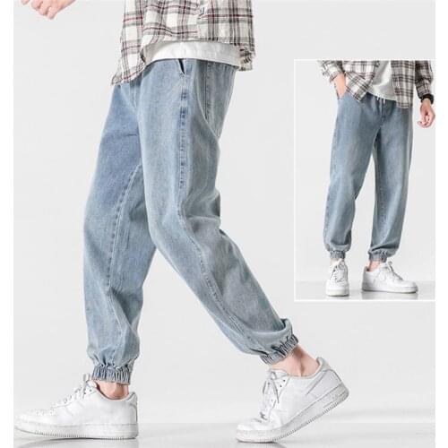 New Men Jeans 2021 Hip Hop Style Harem Pants Loose Trousers Washed Denim Jeans Outdoor Casual Male Fashion Four Season Pants