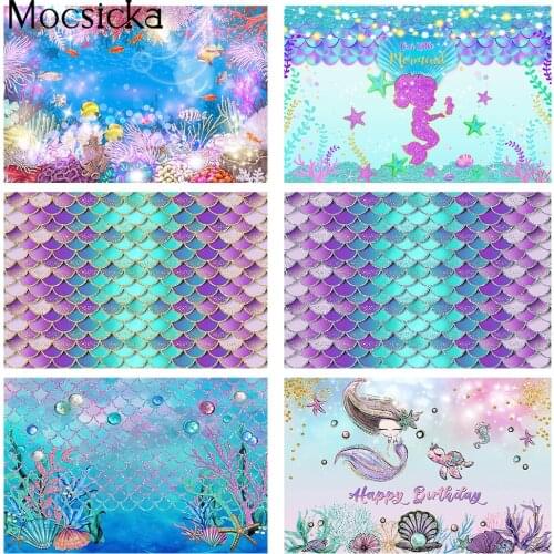 Newborn Kids Theme Portrait Backdrop for Photography Princess Little Mermaid Background for Photo Booth Props Photocall