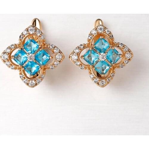 Geometry Earrings Cute Gold Earrings Vintage Party Wedding Jewelry Red Blue Crystal Stud Earrings Women Halloween Gift