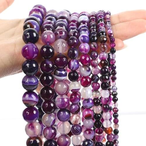 Faceted Purple Striated Agates Onyx Natural Stone Beads Round Spacer Loose Bead For Jewelry Making DIY Bracelets 4/6/8/10/12MM