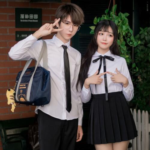 Japanese School Girl Uniform Suit White Short Sleeve T-shirt Top Pleated Skirt Cosplay Korean Girls Student Costume Set