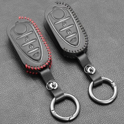 1pcs 3 Button Leather Car Remote Key Fob Shell Cover Case For Alfa Romeo Mito Giulietta Brera 4C 159 GTA Skin Holder Protector