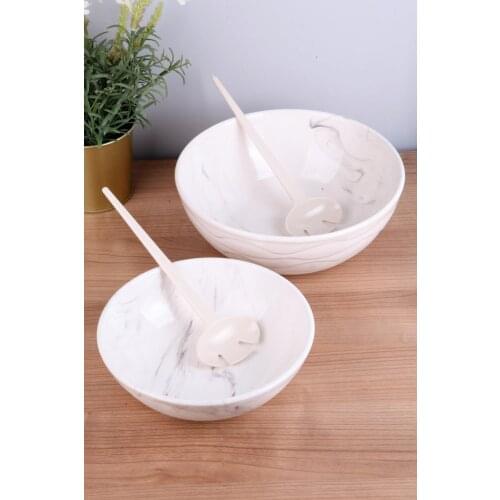 Marble Pattern Round 2 Piece Salad Bowl kitchen mother presentation tray storage container plate dust cover spice bowl jug jug g