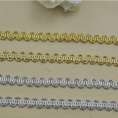 1M Latest Gold Silver Lace Ribbons Lace Fabric Curtain Ribbon Curve Guipure Laces Sewing Trimmings For Clothing Decoration H-08