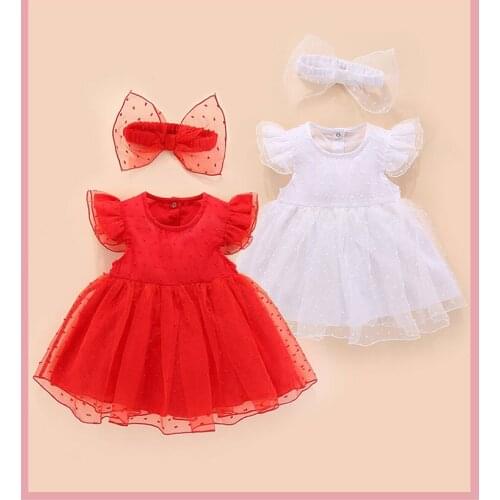 Baby girl summer dress childrens clothing female baby summer childrens dress + hair band dress