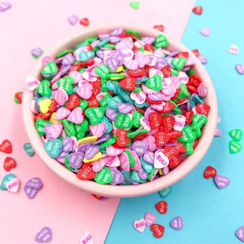 100g Hot Clay Slice HUG ME LOVE Heart Shape Polymer Sprinkles for Slime Decor Accessories DIY Nail Arts Crafts Scrapbooking