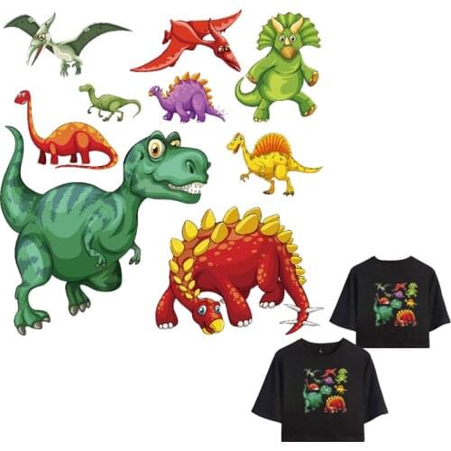 Jurassic Dinosaur Patches Iron-on Transfers for Clothing Thermoadhesive Patch on Clothes Diy Thermal Stickers Applique for Kids