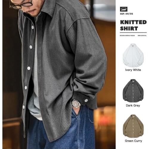 Maden Men Japanese Corduroy Shirt Single-breasted Long Sleeve Vintage Pockets Warm Thin Loose Thick Coat Japan Retro Jacket