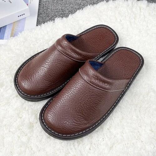 Size max 47 48 genuine leather floor slippers men soft bottom high quality autumn indoor shoes for man slippers