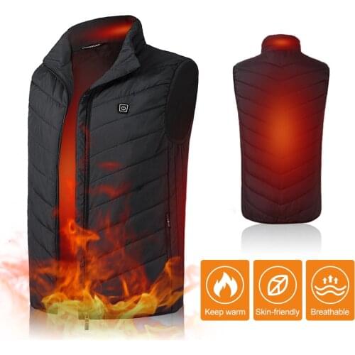Men Electric Heating Vest Lightweight Winter Warm Waistcoat USB Charging Jacket Heated Vest Thermal Coat Hiking Camping Fishing