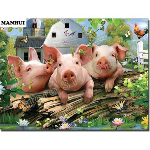 Diy diamond painting cross-stitch kits picture of Three pigs needlework diamond embroidery mosaic canvas painting ABC369