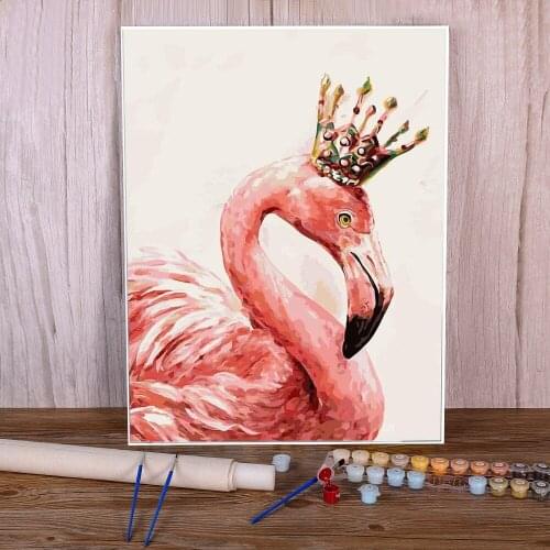 Animal Bird Flamingo Paint By Numbers Complete Kit Acrylic Paints 40*50 Canvas Pictures Handmade For Adults For Wholesale