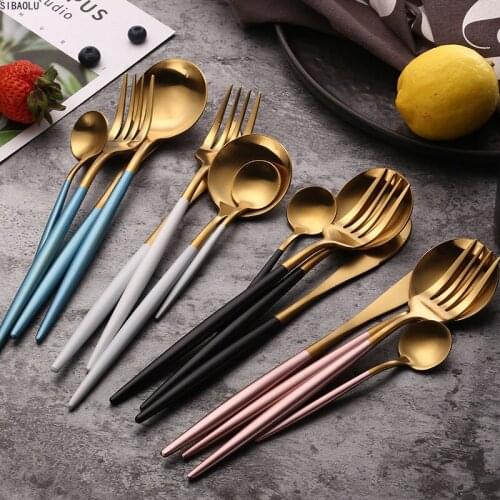 Dinnerware Set Travel Camping Cutlery Steak Knife Fork Set Reusable Coffee Spoon Metal Fork Chopsticks Portable Dinnerware Set