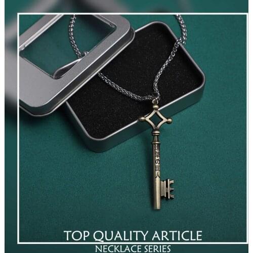 Aniem Attack On Titan Eren Yeager Cosplay Necklace the Basement Secret Key Pendant Metal Necklace Toys For Children Collectibles