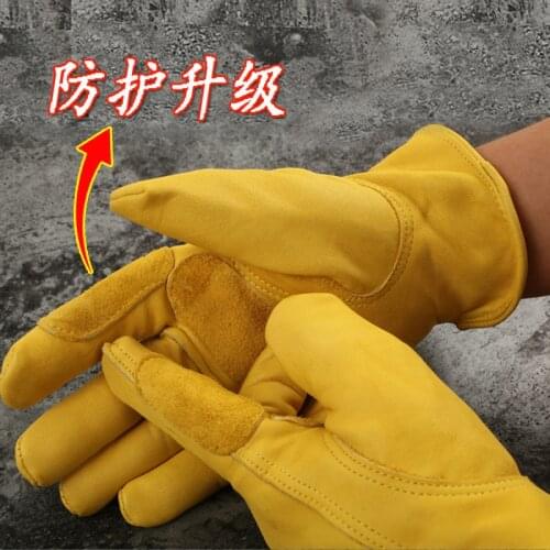 First Layer Cowhide Autumn And Winter Outdoor Cycling Men Yellow Horse Riding Gloves