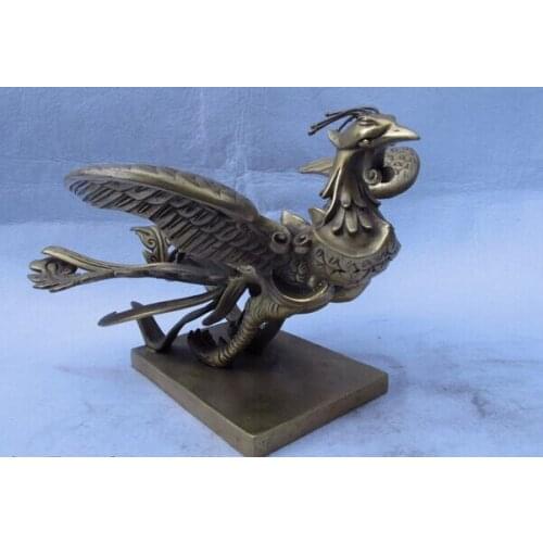 Song voge gem S1290 Chinese Royal Palae Brass Copper Feng Shui Lucky Fly sparrow Phoenix Bird Statue