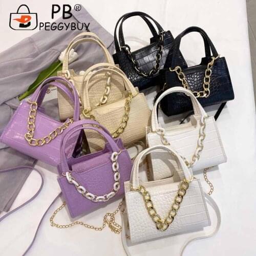 2021 Pleated Female Handbag Fashion Women Alligator Pattern Shoulder Crossbody Bag PU Pure Color Chain Purse Women