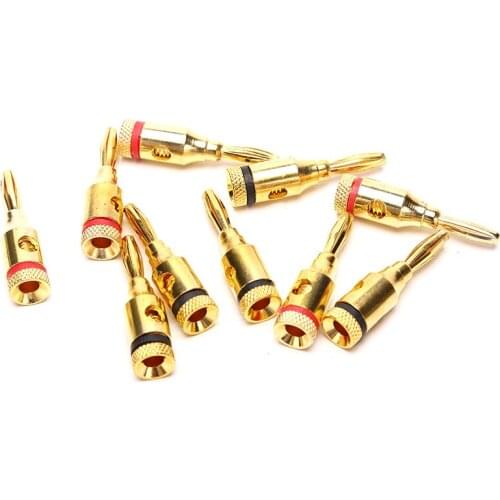 10Pcs 4mm 24k Gold-Plated Musical Cable Wire Banana Plug Audio Speaker Connector