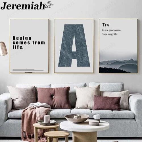 Modern Alphabet Canvas Painting Simple A Poster Wall Background Art Nordic Room Home Decoration
