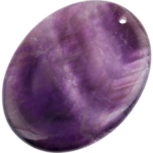 SUNYIK 1Lot (5Pc) Natural Purple Crystal Thumb Worry Stone Top Drilled Oval Palm Stone Pendant Anxiety Healing Reiki