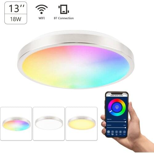 LED Ceiling Light WiFi Ceiling Lamp RGB Ceiling Lights Voice APP Control Timing Smart LED Lamp for Living Room Bedroom Lighting