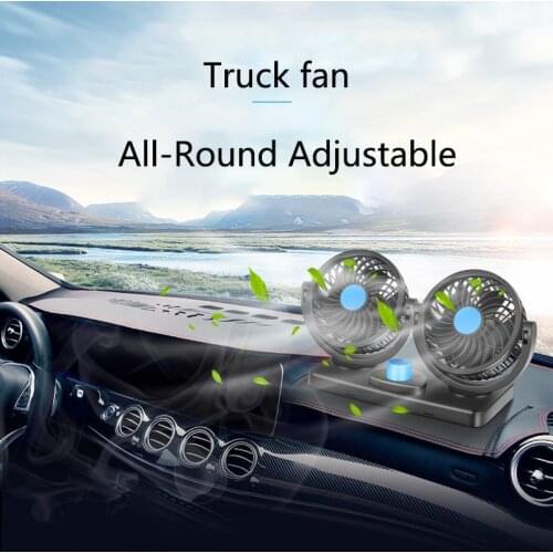 Car Truck Air Cooling Dual Head Fan 12V/24V Powered Portable Adjustable Fans Summer High Quality 2 Speeds Strong Wind FS01