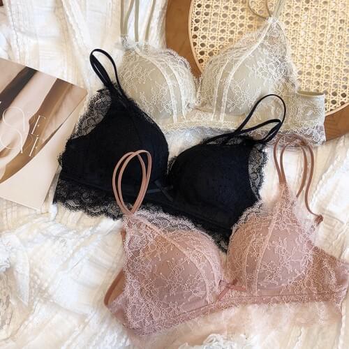 2021 Spring Women Full Lace Bra Sets Seamless Underwear Sexy Panties Lingerie Small Bralette Ultrathin Briefs Female Intimates