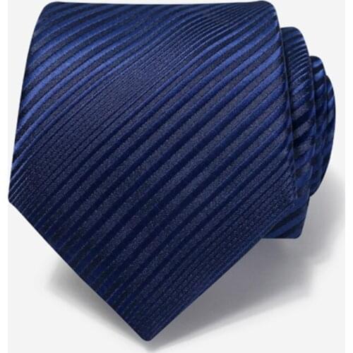 High Quality 2020 Designer New Fashion Wide Twill Dark Blue 8cm Ties for Men Zipper Necktie Business Formal Suit with Gift Box