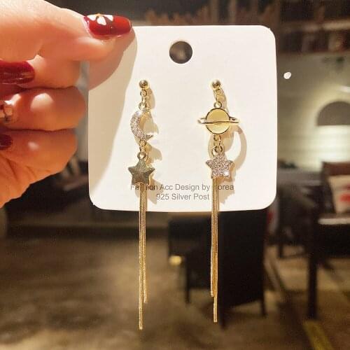 Xingyue Asymmetrical Long Tassel Opal Earrings Female Temperament Fashion Stud Earrings Jewelry Gift