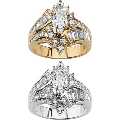 Women Marquise Cut Cubic Zirconia Engagement Anniversary Finger Ring Jewelry