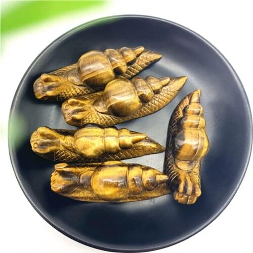 1PC Natural Yellow Tiger Eye Snail Shape Stone Cute Hand Carving Animals Gift For Home Decor Natural Stones and Minerals