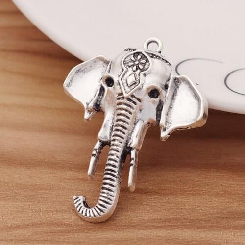 10 Pieces Tibetan Silver Lucky Elephant Head Charms Pendants for Necklace DIY Jewelry Making Accessories 23x19mm