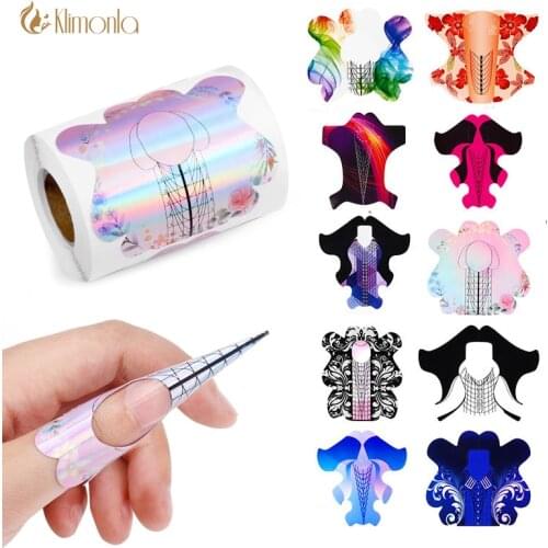 100Pcs/Bag Professional Nails Forms Stickers Gel Acrylic Extension Building Nail Art French Manicure Laser Builder Mold Design