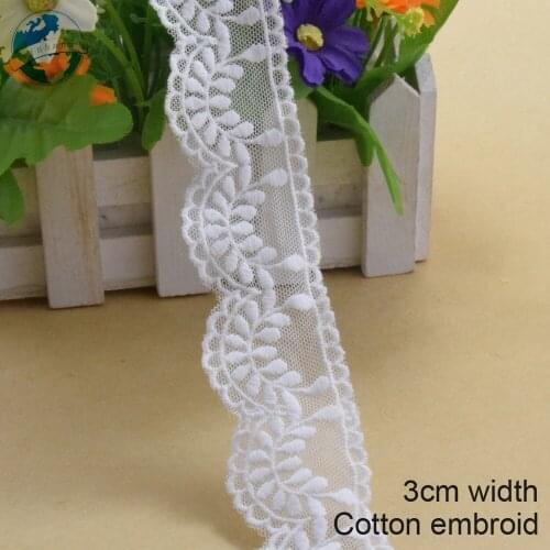 15yards 3cm wide cotton embroidery lace sewing ribbon guipure trim wedding decoration DIY dolls colthes Accessories lace #3041