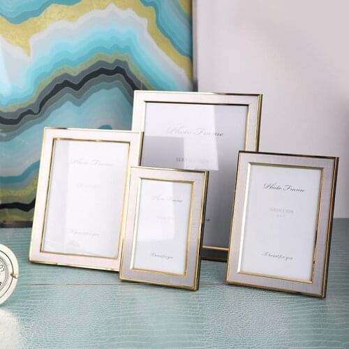 6/7/8 Inch Light Luxury Photo Frame Table Stainless Steel Metal Glass Mounting Modern Simple Photo Frame Decoration