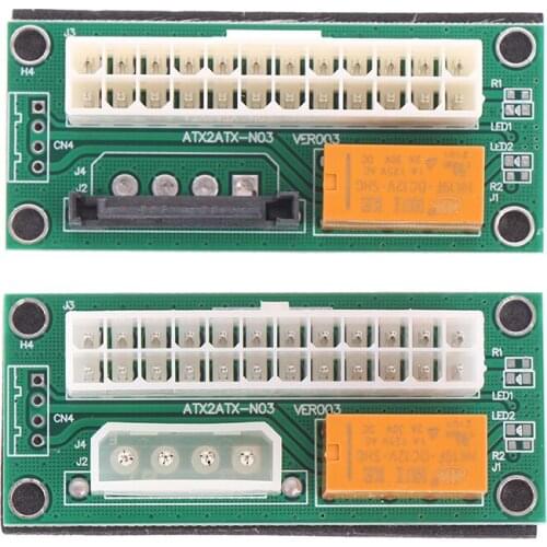 Dual PSU Adapter ATX 24Pin To 4Pin SATA Power Sync Starter Card Extension Cable ADD2PSU Riser Adapter For Mining Miner